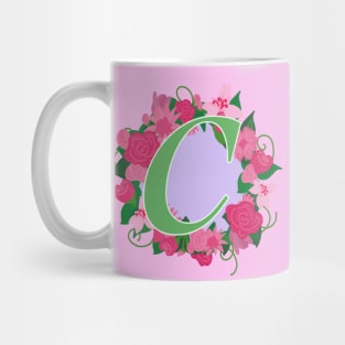 Monogram C, Personalized Floral Initial Mug